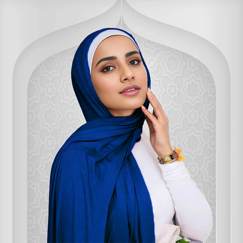 Outfit Ideas That Perfectly Match Your Blue Jersey Scarf by Alhaya Fashion