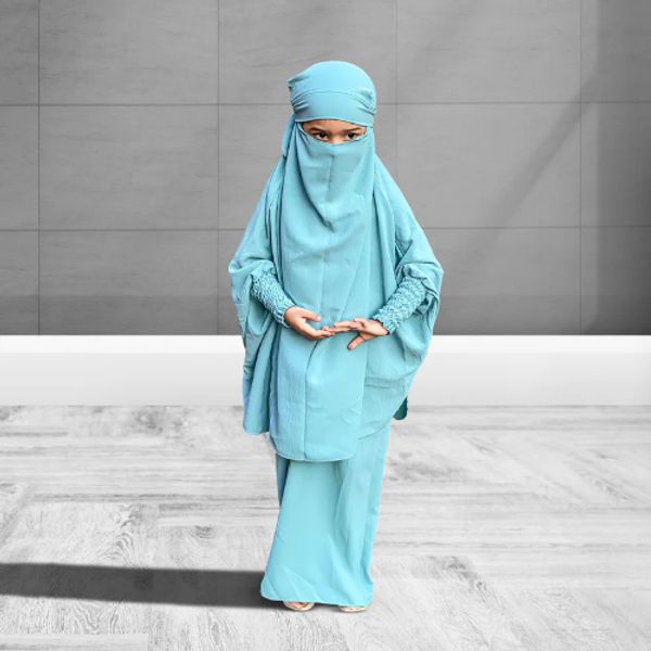 Inspire Modesty: Baby Blue Jilbab Set for Young Girls