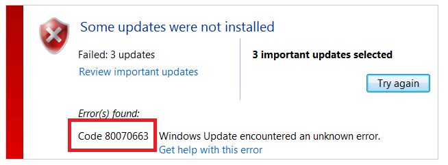 Error Code 80070663 for Windows 10 Update - Solution Steps