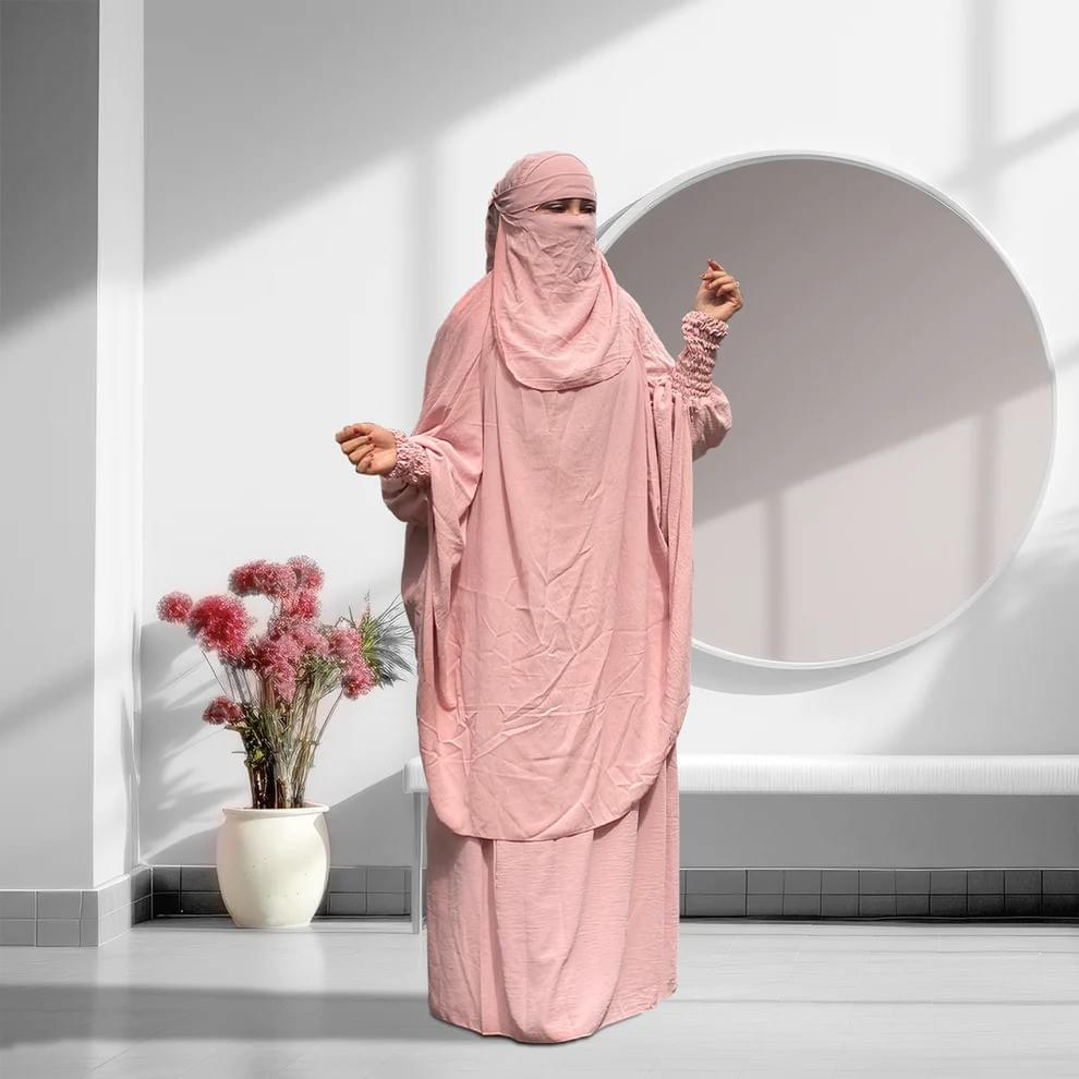 Pink Jilbab Abaya 3-Piece Set: Shop Modest Wear | Alhaya Fashion