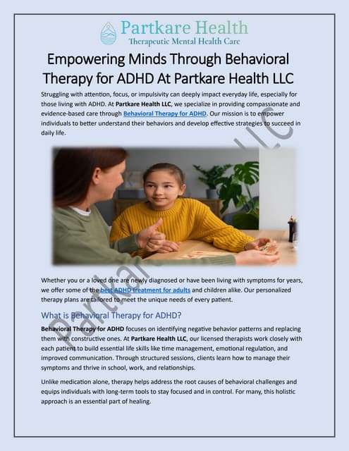 Behavioral Therapy for ADHD At Partkare Health LLC.pdf