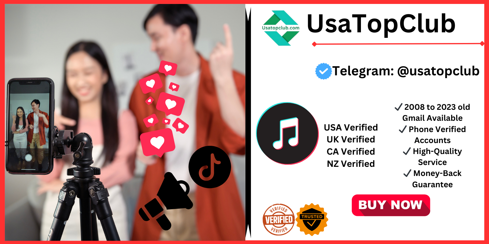 Buy TikTok Accounts - 100% USA,UK,CA TikTok