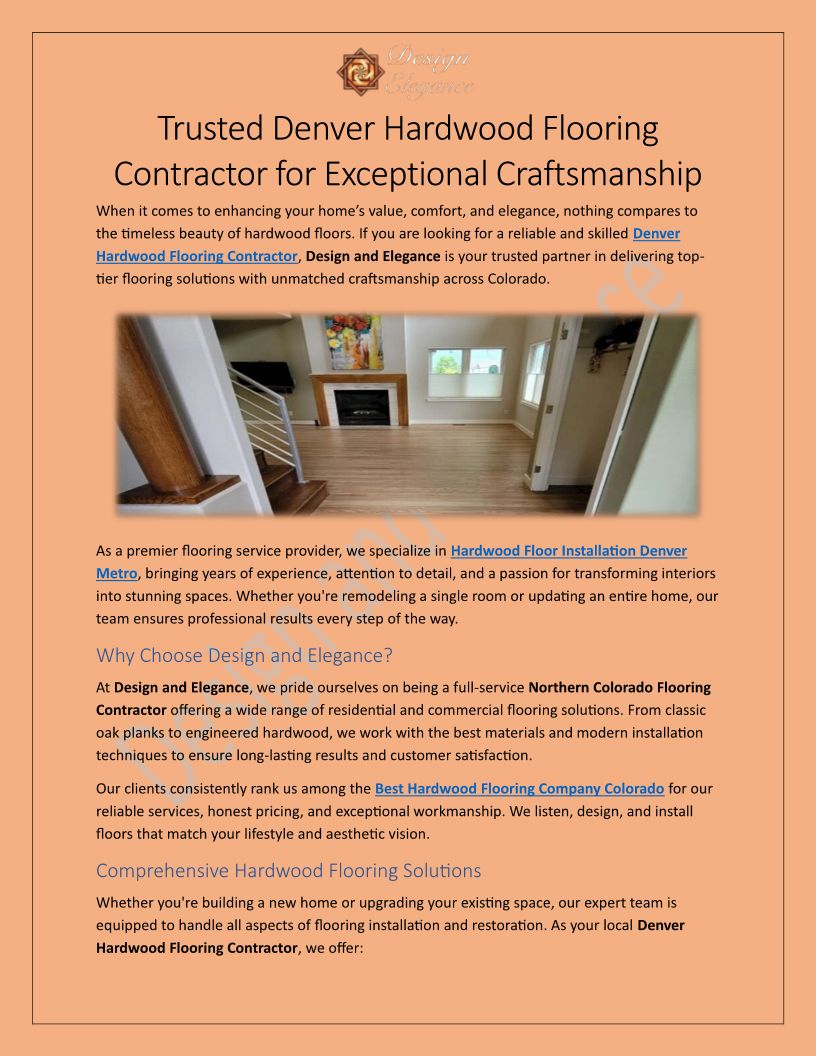 Denver Hardwood Flooring Contractor By Design And Elegance
