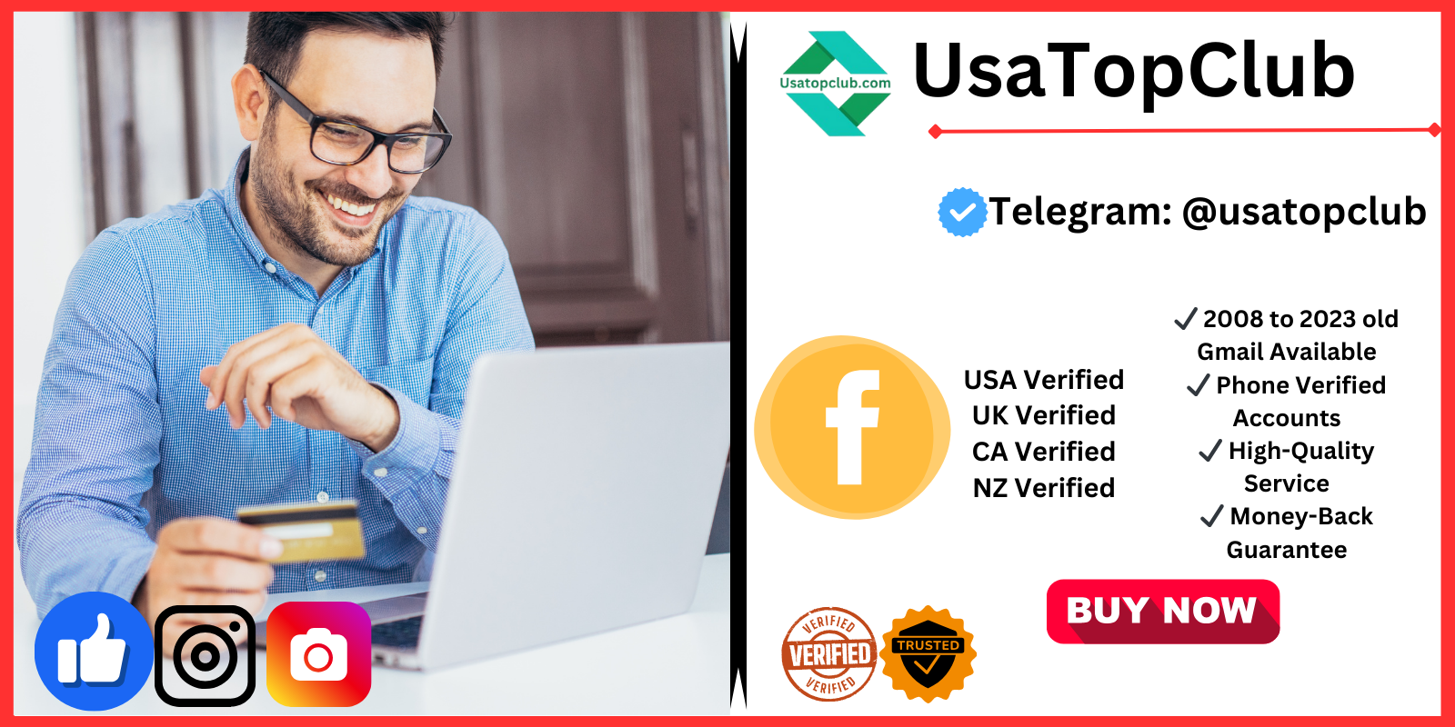 Buy Old Facebook Accounts - 100% USA,UK,CA Facebook