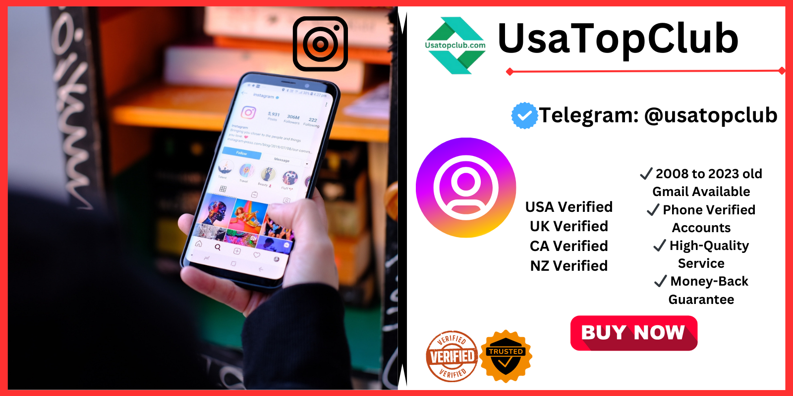 Buy Instagram Accounts - 100% USA,UK,CA Instagram
