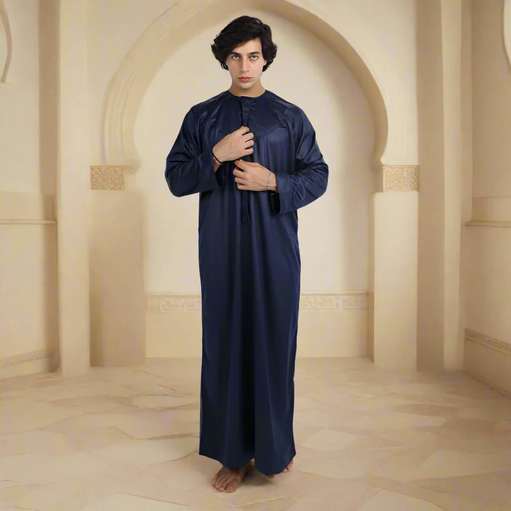 How to Wear a Tealish Blue Emirati Thobe with Confidence
