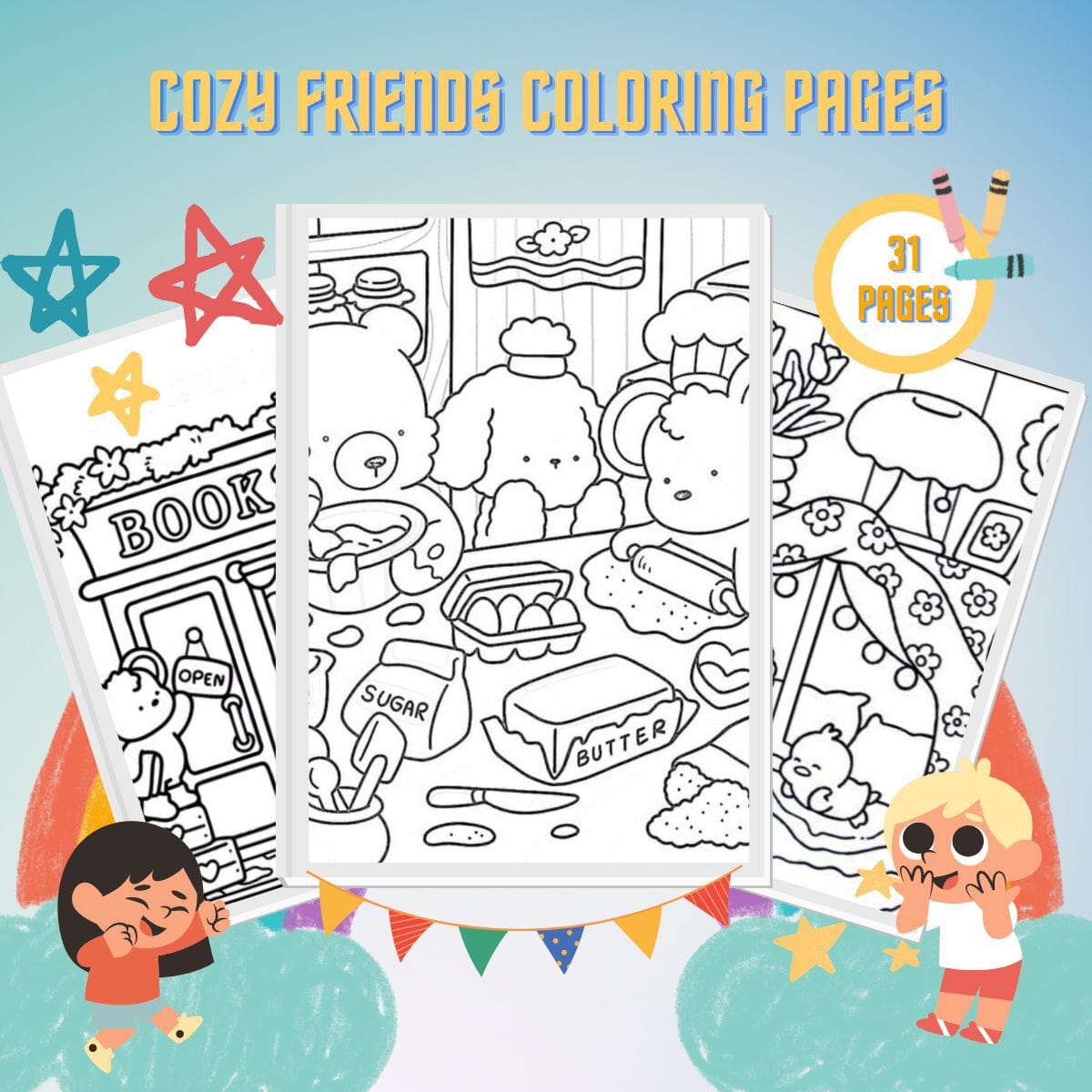 31 Cozy Friends Coloring Pages | Free PDF Printable