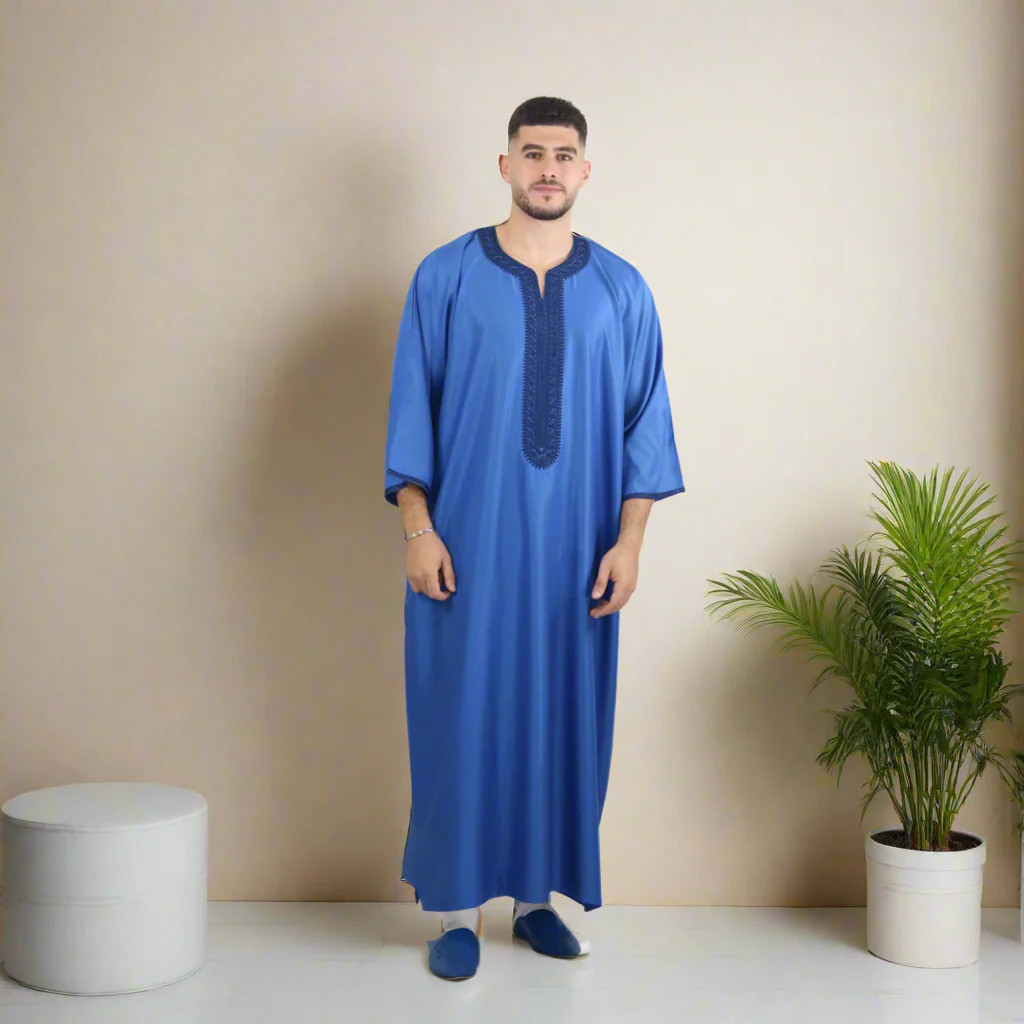 Royal Blue Moroccan Gandoura – Modesty with Royal Elegance