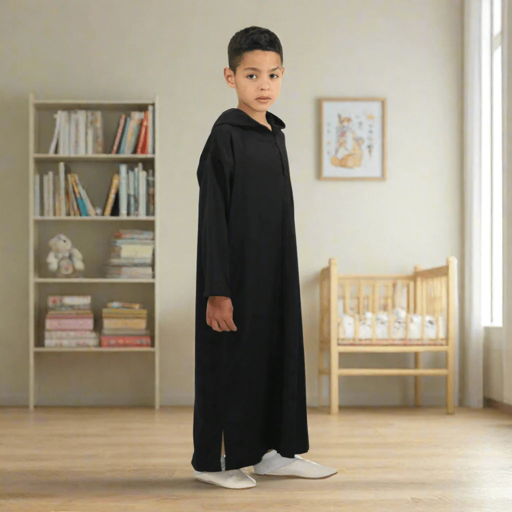 Kids’ Black Moroccan Djellaba – Celebrate Faith & Family | Alhaya Fashion