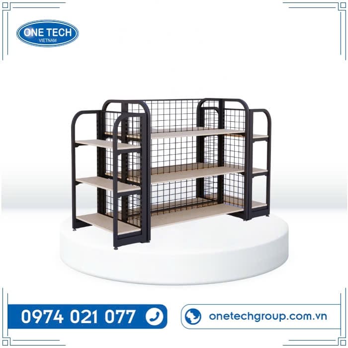 Kệ gỗ siêu thị sang trọng, chất liệu cao cấp, giá tốt 2025