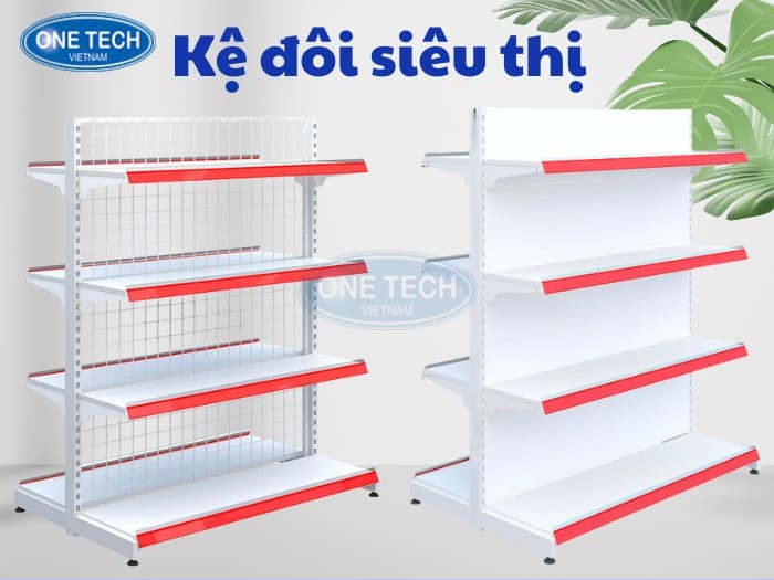 Kệ đôi siêu thị, kệ siêu thị 2 mặt đẹp, trưng bày khoa học