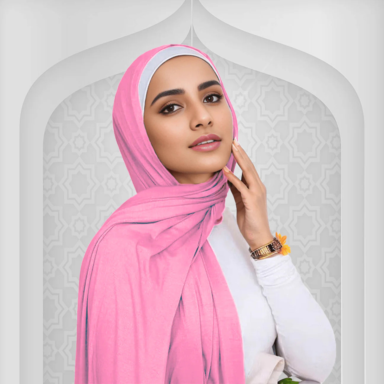Stretchable Pink Jersey Scarf for Modern Hijabi Style | Alhaya Fashion