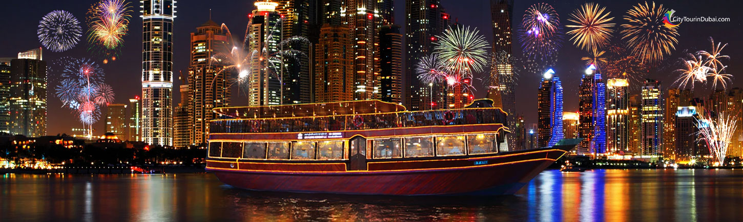 New Year Party Dhow Cruise Dubai Marina 2026 with Fireworks