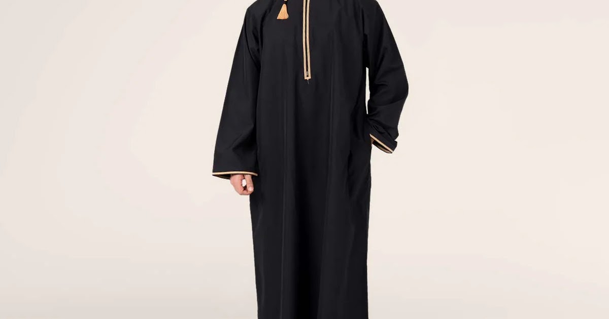 Luxury Omani Dishdasha Black with Gold | USA Ramadan